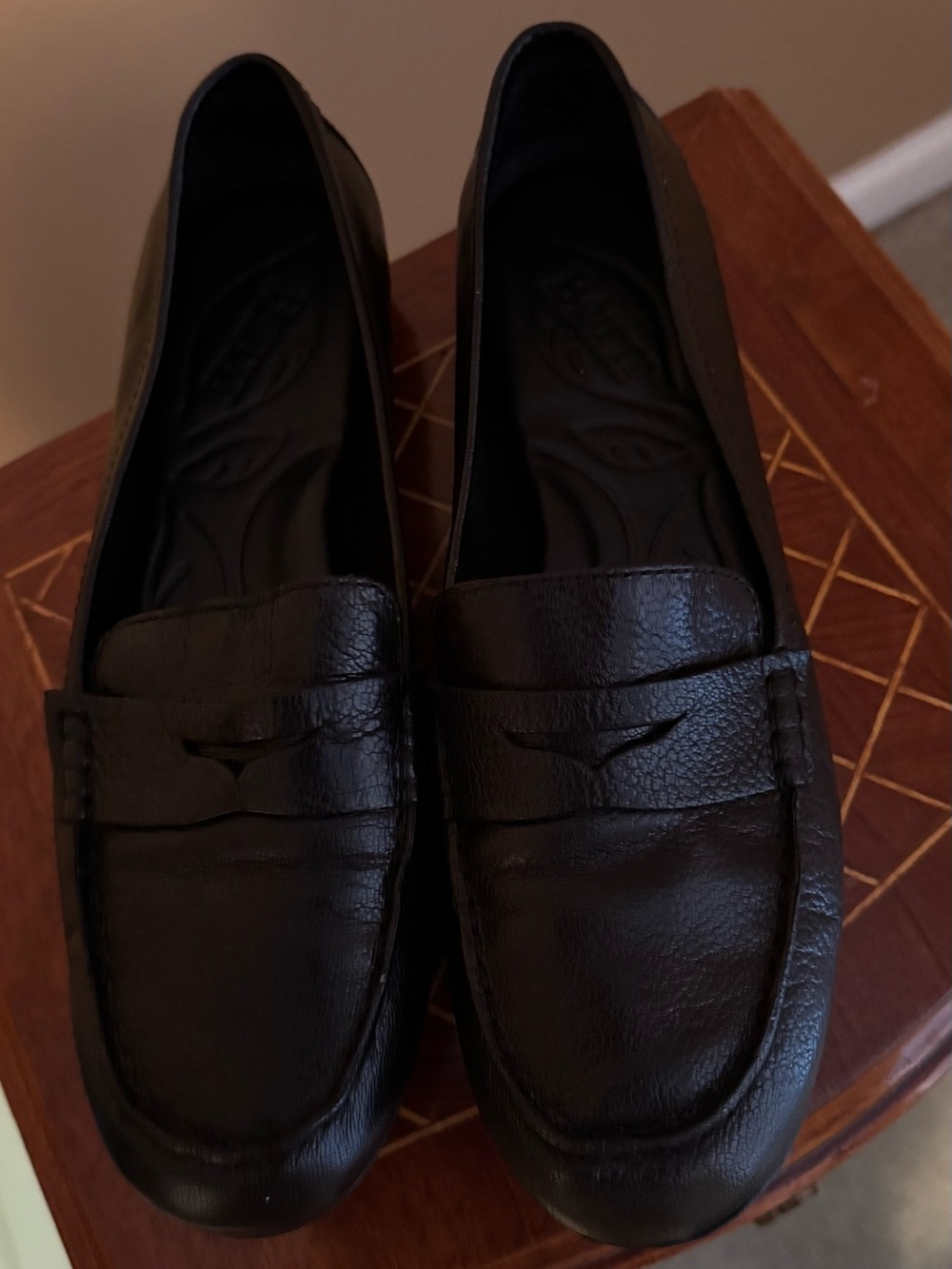 Born Black Leather Slip-On Penny Loafers